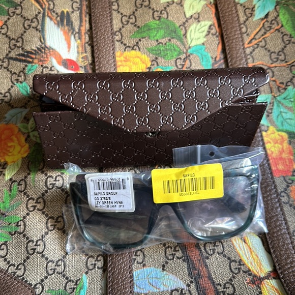 NEW GUCCI DOUBLE GG SUNGLASSES FRAME EYEBROW MASK BLUE TORTOISE 3782 TEAL BROWN - Picture 3 of 16